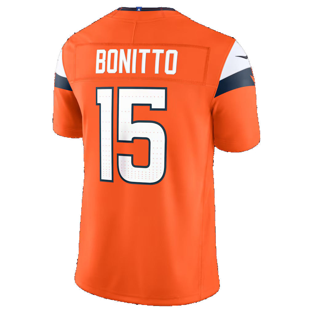 D.Broncos #15 Nik Bonitto Orange Team Vapor F.U.S.E. Stitched Limited Football Jersey
