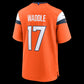 D.Broncos #17 Jaylen Waddle Orange Game Stitched American Football Jerseys