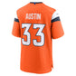 D.Broncos #33 Brent Austin Orange Team Game Football Jersey