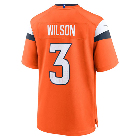 D.Broncos #3 Russell Wilson Orange Game Stitched American Football Jerseys