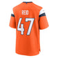 D.Broncos #47 Karene Reid Orange Team Game American Football Jersey