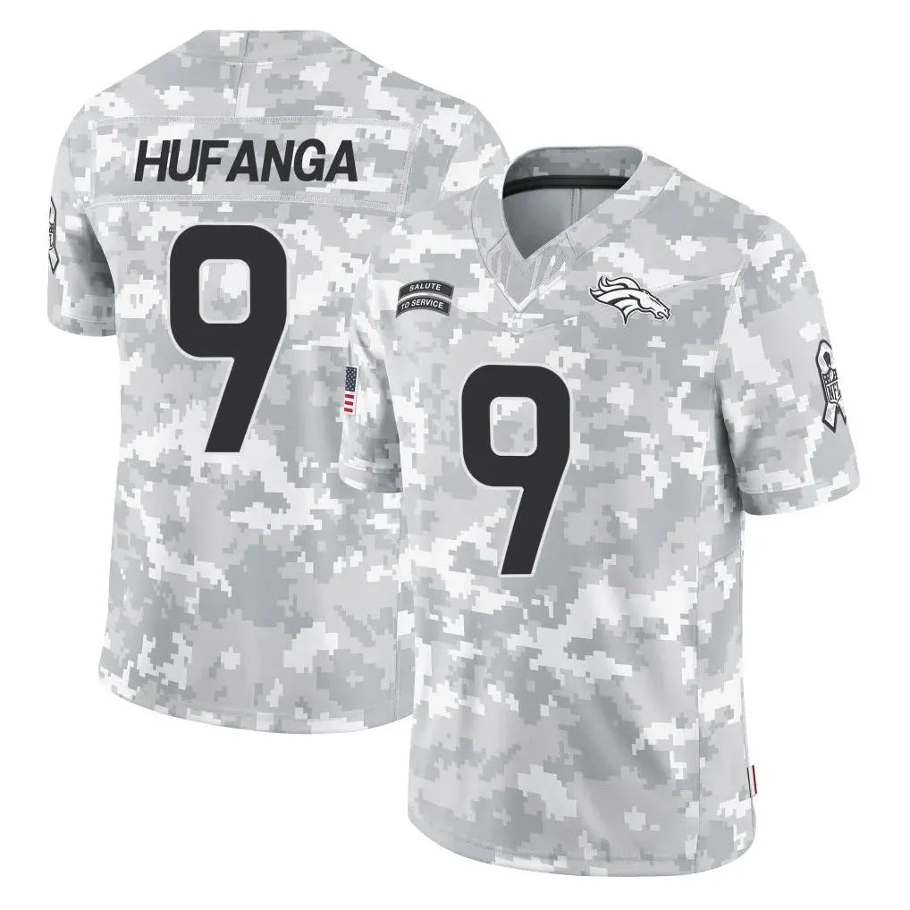 D.Broncos #9 Talanoa Hufanga Camo Salute To Service Limited Football Jersey