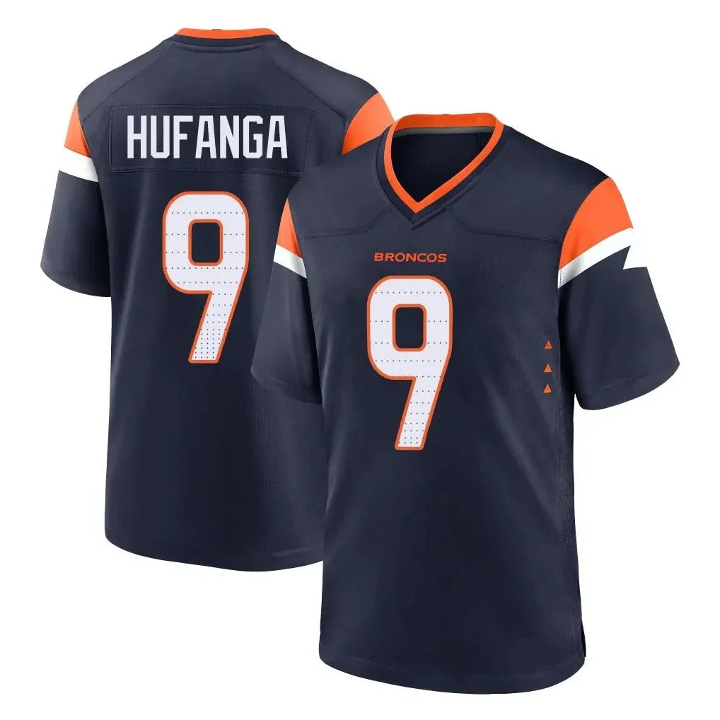 D.Broncos #9 Talanoa Hufanga Navy Home Game Stitched Football Jersey