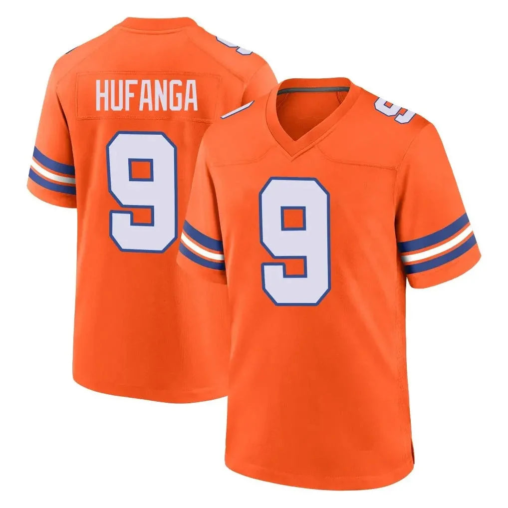 D.Broncos #9 Talanoa Hufanga Orange Alternate Collection Throwback Game Stitched Football Jersey