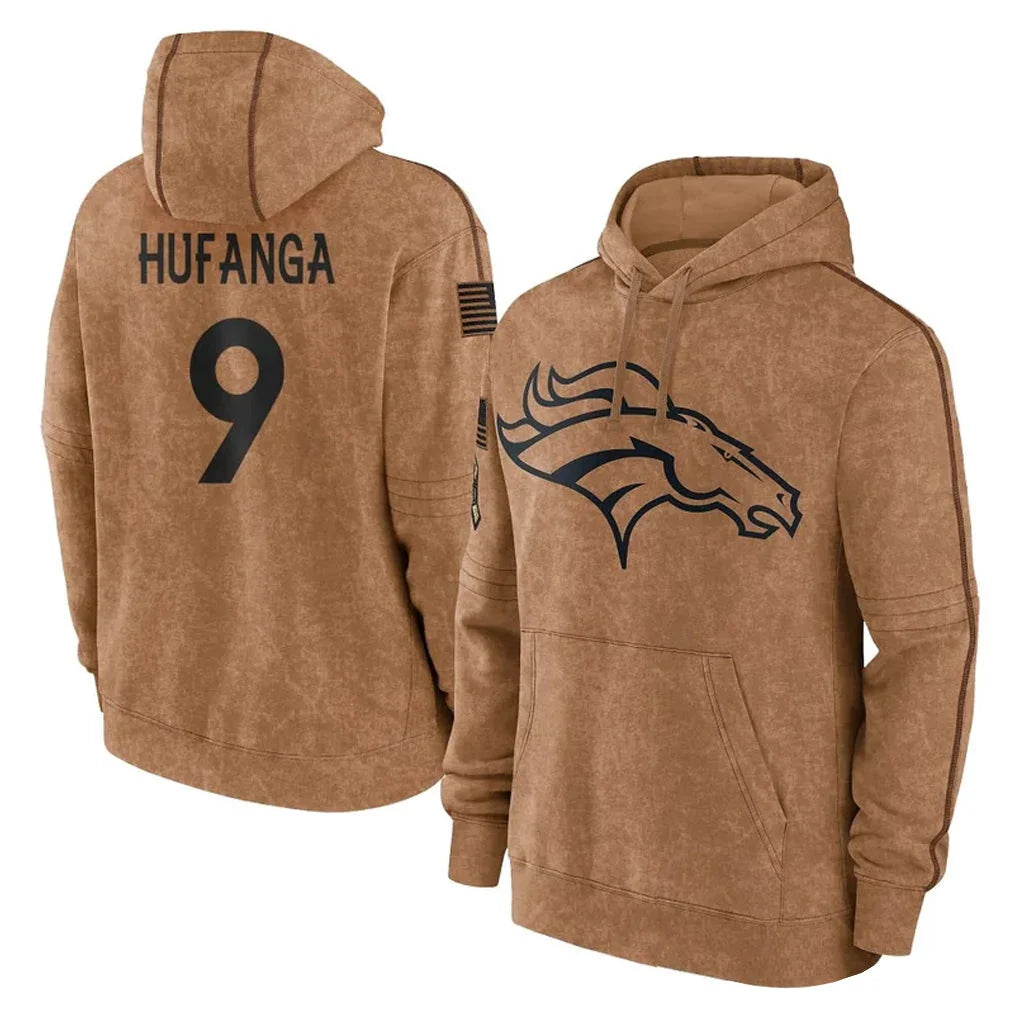 D.Broncos #9 Talanoa Hufanga Player Salute to Service Hoodies Football Jersey
