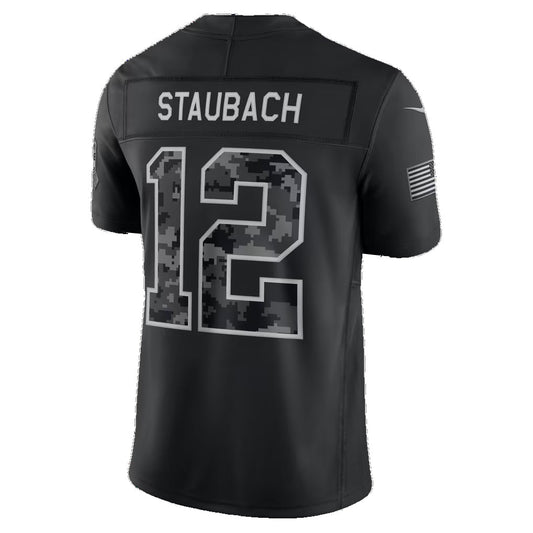 D.Cowboys #12 Roger Staubach Black 2026 Salute to Service Retired Player Stitched Limited Football Jersey