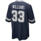D.Cowboys #33 Javonte Williams Navy Team Game American Football Jersey