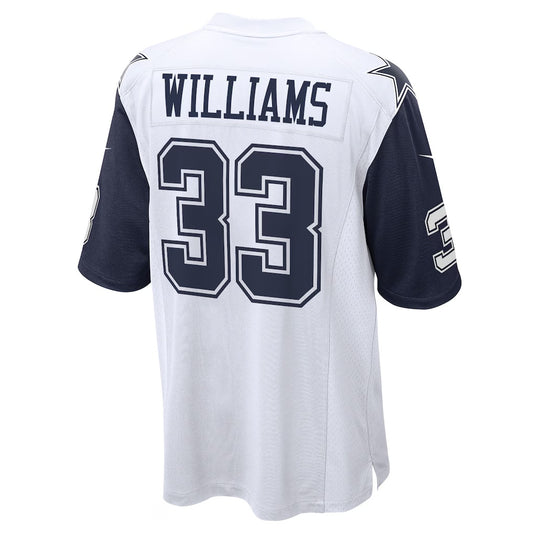 D.Cowboys #33 Javonte Williams White Alternate Game American Football Jersey