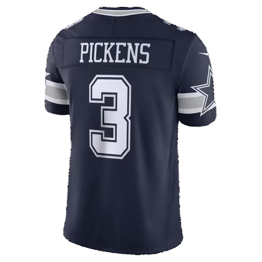 D.Cowboys #3 George Pickens Navy Puhics Team Vapor F.U.S.E. Stitched Limited Jersey