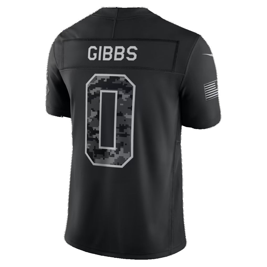 D.Lions #0 Jahmyr Gibbs Black 2026 Salute to Service Stitched Limited Football Jersey