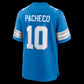 D.Lions #10 Isiah Pacheco Blue Team Game American Football Jersey