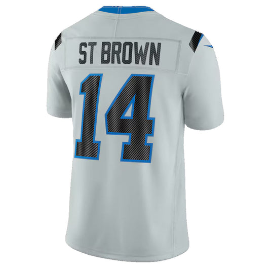D.Lions #14 Amon-Ra St. Brown Silver 2026 Rivalries Collection Stitched Limited Football Jersey