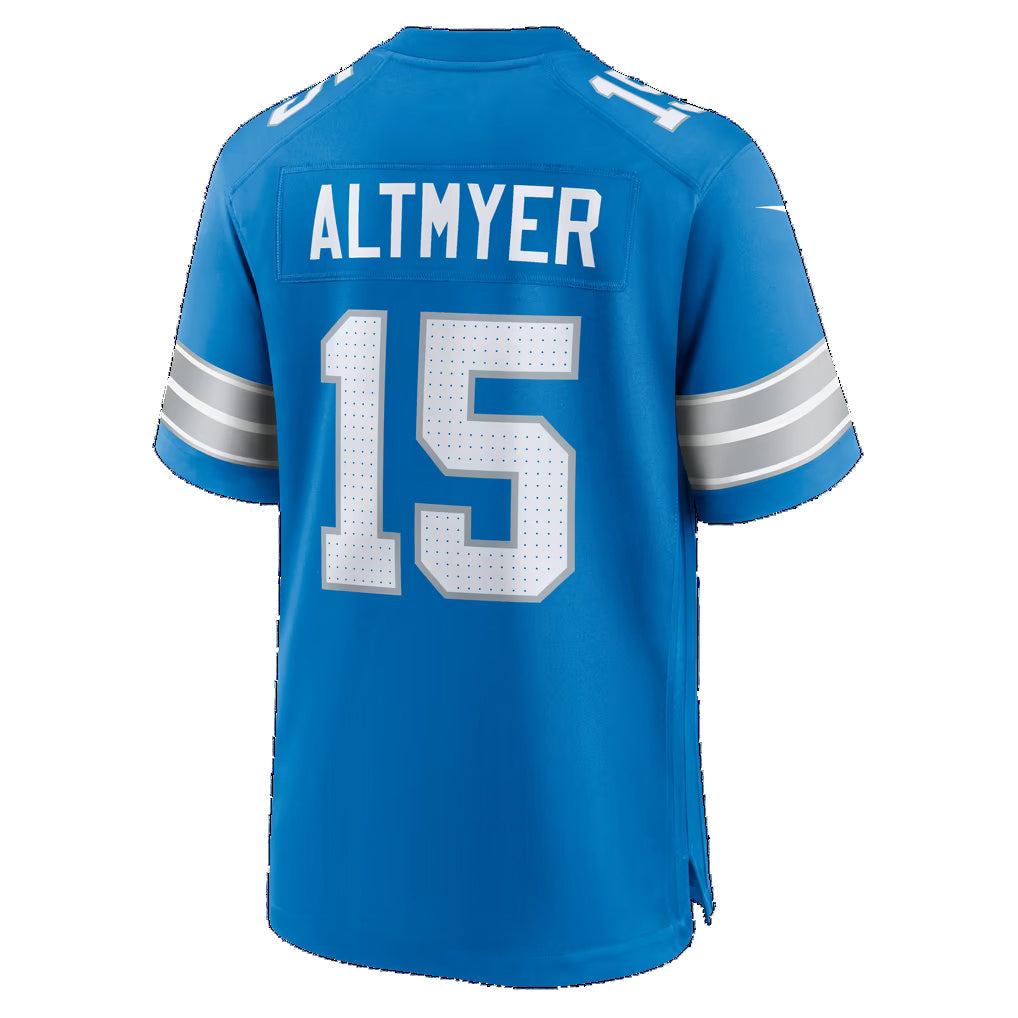D.Lions #15 Luke Altmyer Blue Team Game Football Jersey