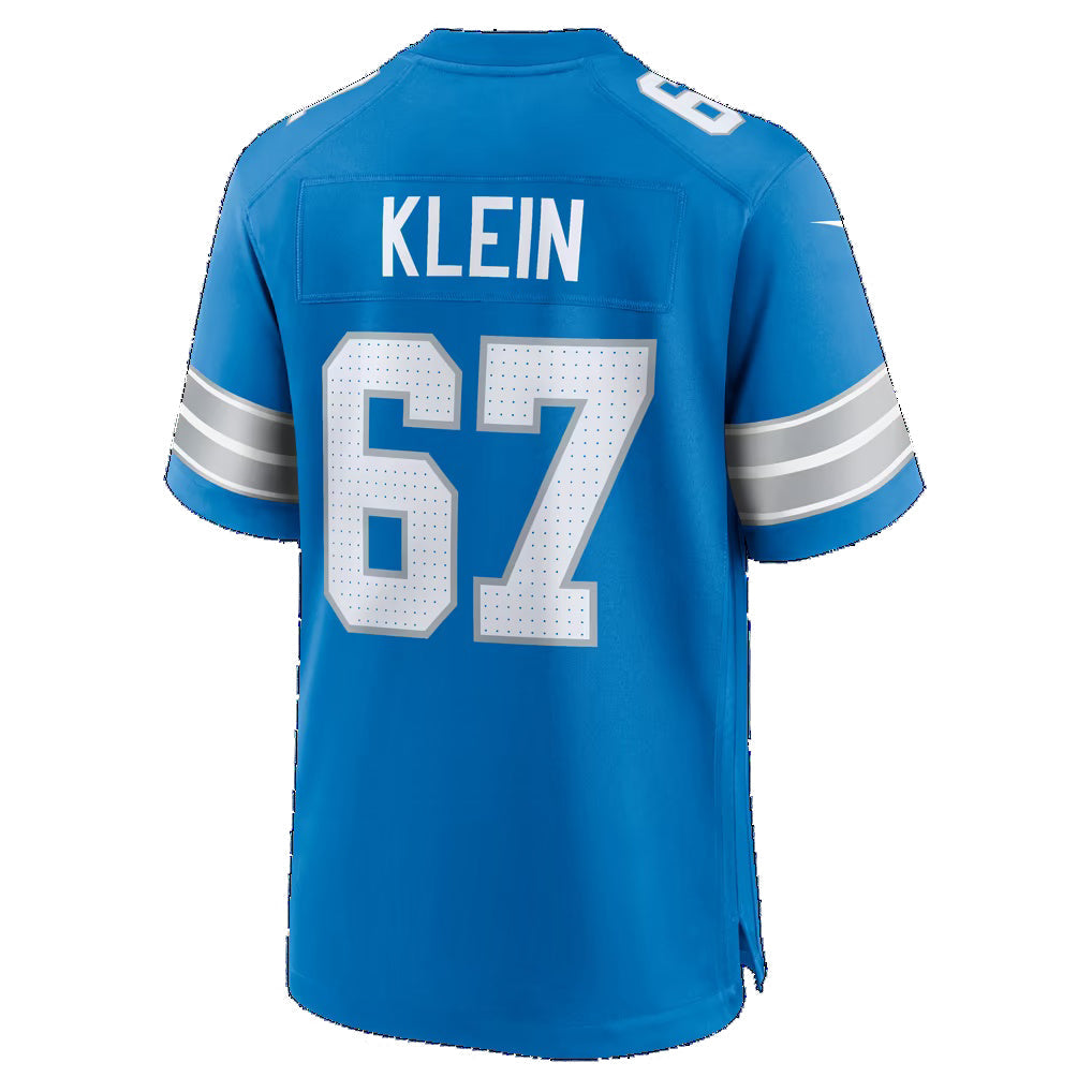 D.Lions #67 Elijah Klein Blue Team Game Football Jersey