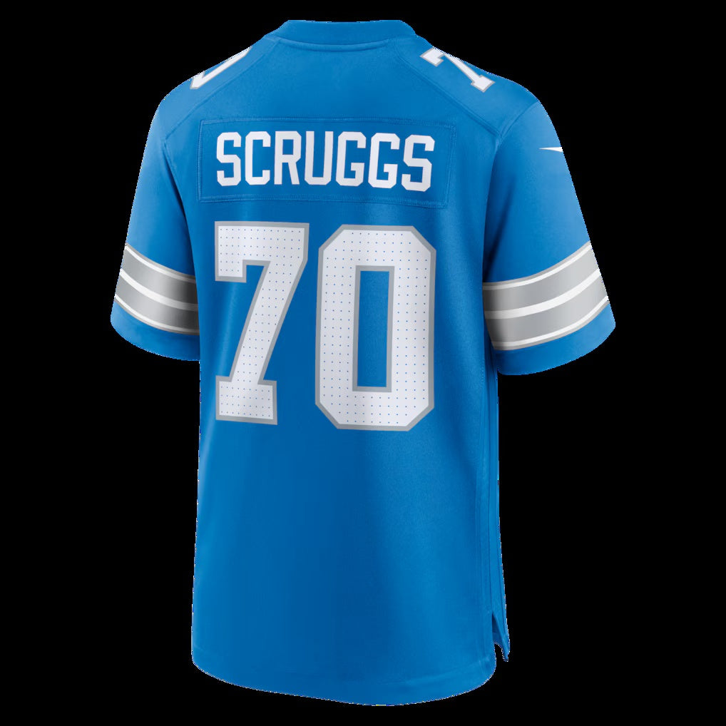 D.Lions #70 Juice Scruggs Blue Team Game American Football Jersey