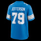D.Lions #79 Quinton Jefferson Blue Team Game American Football Jersey