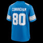 D.Lions #80 Malik Cunningham Blue Team Game American Football Jersey