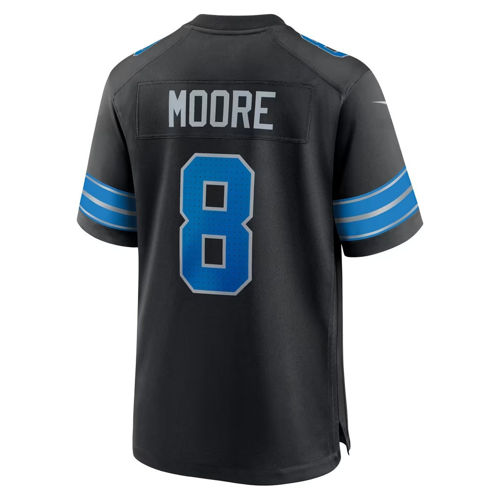D.Lions #8 Derrick Moore Black Alternate Game Football Jersey