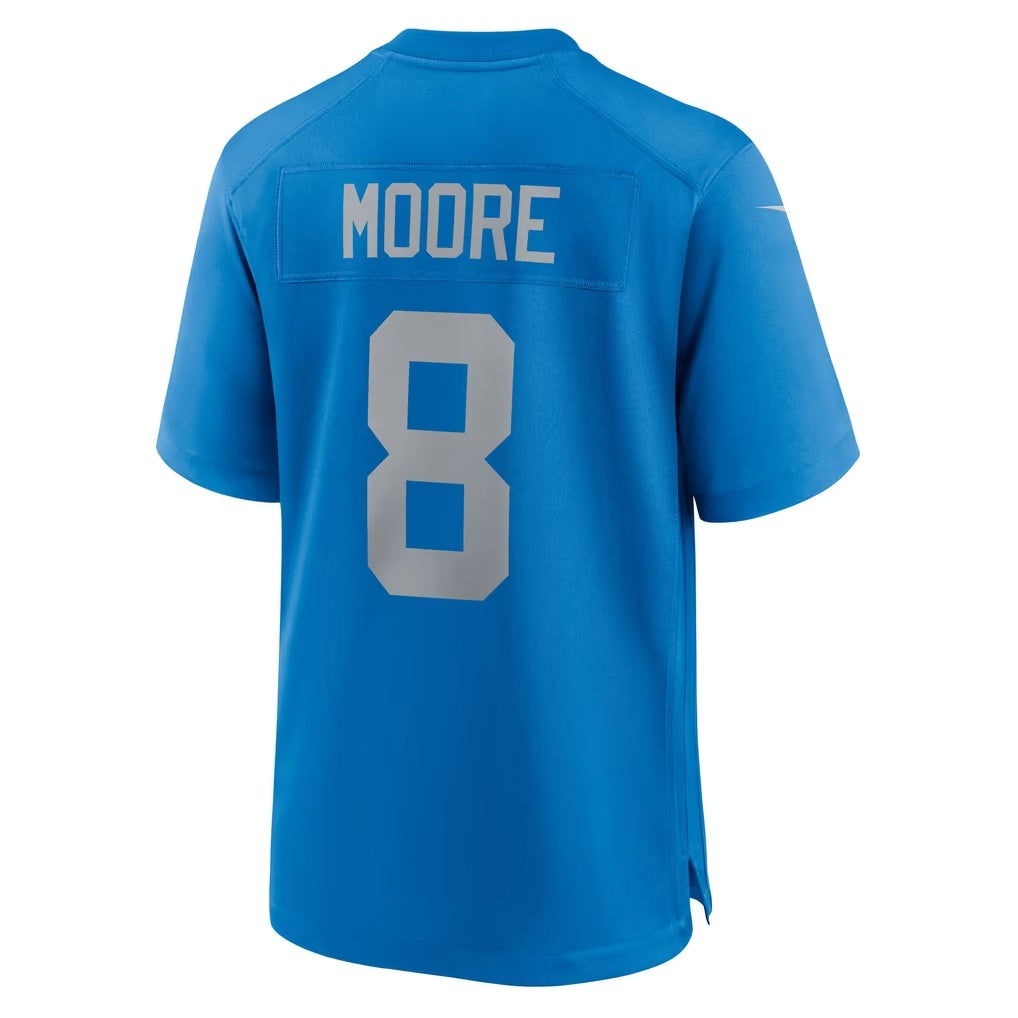 D.Lions #8 Derrick Moore Blue Alternate Game Football Jersey