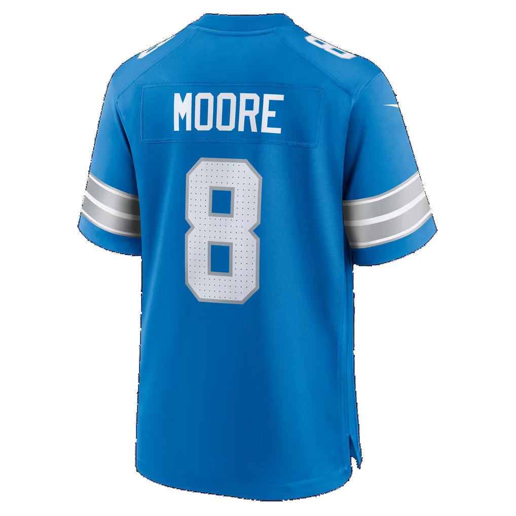 D.Lions #8 Derrick Moore Blue Team Game Football Jersey
