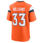 D.Broncos #33 Javonte Williams Game Jersey - Orange American Football Jerseys