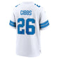 D.Lions #26 Jahmyr Gibbs Game Jersey - White American Football Jerseys