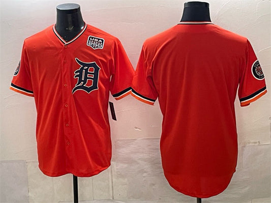 Detroit Tigers Blank Orange 2026 Alternate USA 250' Patch Vapor Premier Limited Stitched Baseball Jersey