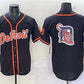 Detroit Tigers Team Big Logo Black With Patch Cool Base Stitched Baseball Jersey