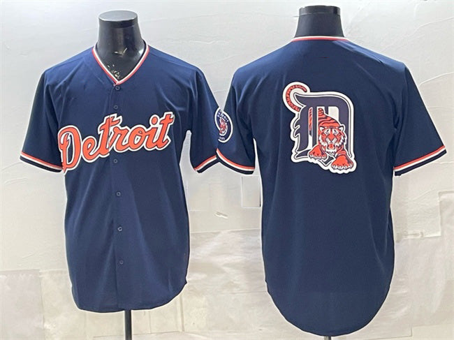 Detroit Tigers Team Big Logo Navy 2026 Alternate Vapor Premier Limited Stitched Baseball Jersey