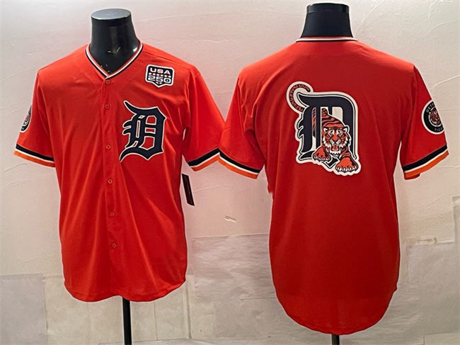 Detroit Tigers Team Big Logo Orange 2026 Alternate USA 250' Patch Vapor Premier Limited Stitched Baseball Jersey