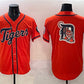 Detroit Tigers Team Big Logo Orange With Patch Cool Base Stitched Baseball Jersey