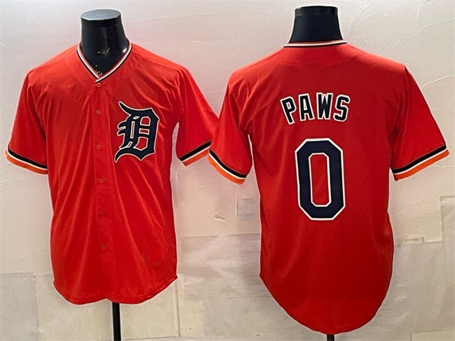 Detroit Tigers #0 Paws Orange Limited Stitched Baseball Jersey
