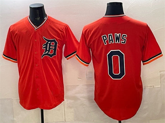 Detroit Tigers #0 Paws Orange Limited Stitched Baseball Jersey