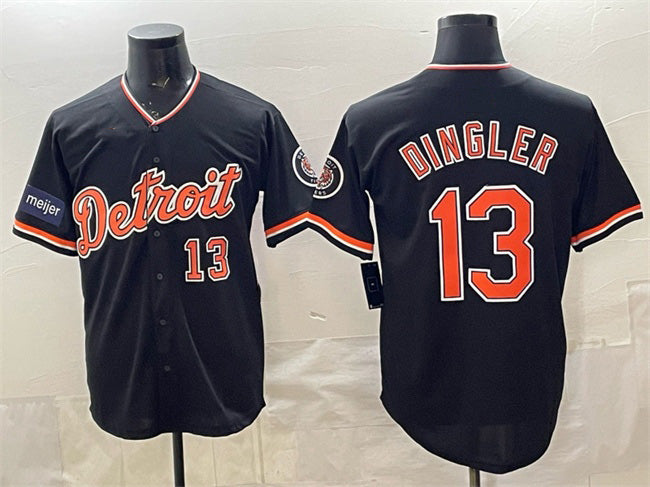 Detroit Tigers #13 Dillon Dingler Black 2026 Meijer Patch Alternate Vapor Premier Limited Stitched Baseball Jersey