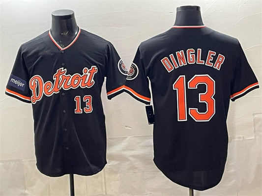 Detroit Tigers #13 Dillon Dingler Black 2026 Meijer Patch Alternate Vapor Premier Limited Stitched Baseball Jersey