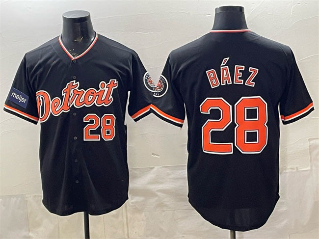 Detroit Tigers #28 Javier Báez Black 2026 Meijer Patch Alternate Vapor Premier Limited Stitched Baseball Jersey