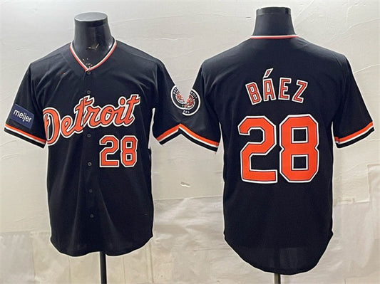 Detroit Tigers #28 Javier Báez Black 2026 Meijer Patch Alternate Vapor Premier Limited Stitched Baseball Jersey