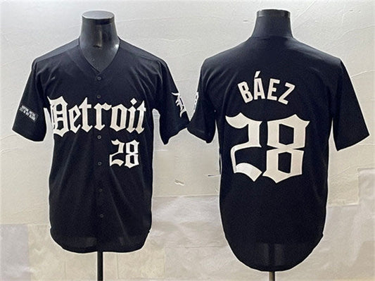 Detroit Tigers #28 Javier Báez Black 'Motor Gothic Edition' Vapor Premier Limited Stitched Baseball Jersey