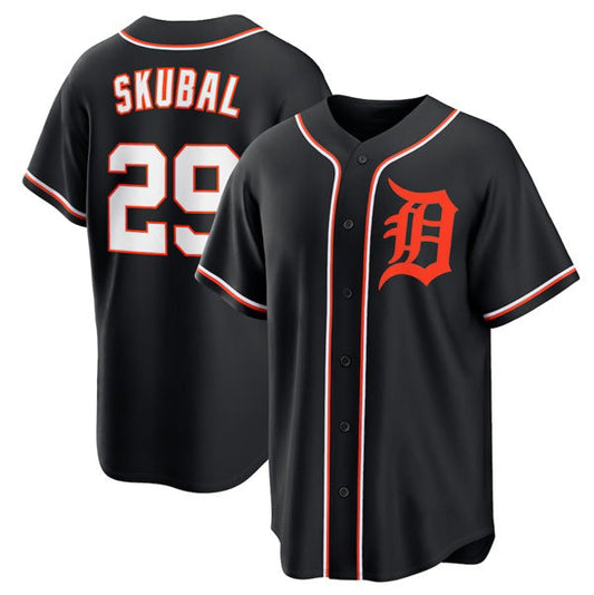 Detroit Tigers #29 Tarik Skubal Black Out Stitched Baseball Jersey