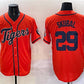 Detroit Tigers #29 Tarik Skubal Orange With Patch Cool Base Stitched Baseball Jersey