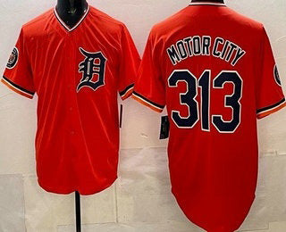 Detroit Tigers #313 Motor City Orange Limited Stitched Baseball Jersey