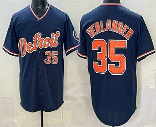 Detroit Tigers #35 Justin Verlander Navy Limited Stitched Baseball Jersey