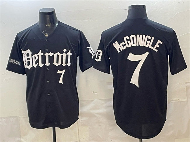 Detroit Tigers #7 Kevin McGonigle Black 'Motor Gothic Edition' Vapor Premier Limited Stitched Baseball Jersey