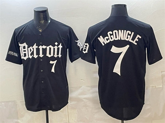 Detroit Tigers #7 Kevin McGonigle Black 'Motor Gothic Edition' Vapor Premier Limited Stitched Baseball Jersey
