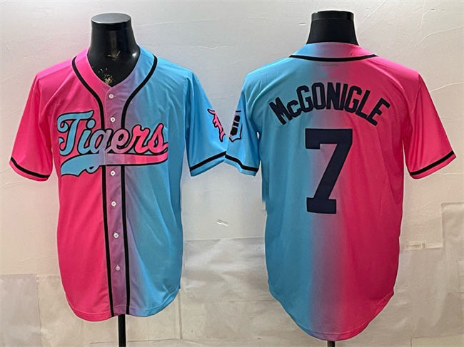 Detroit Tigers #7 Kevin McGonigle Pink Blue Limited Stitched Baseball Jersey