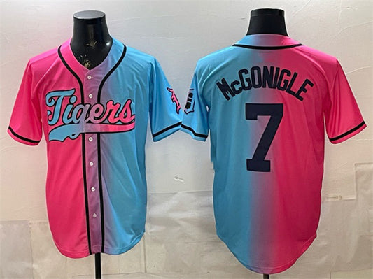 Detroit Tigers #7 Kevin McGonigle Pink Blue Limited Stitched Baseball Jersey
