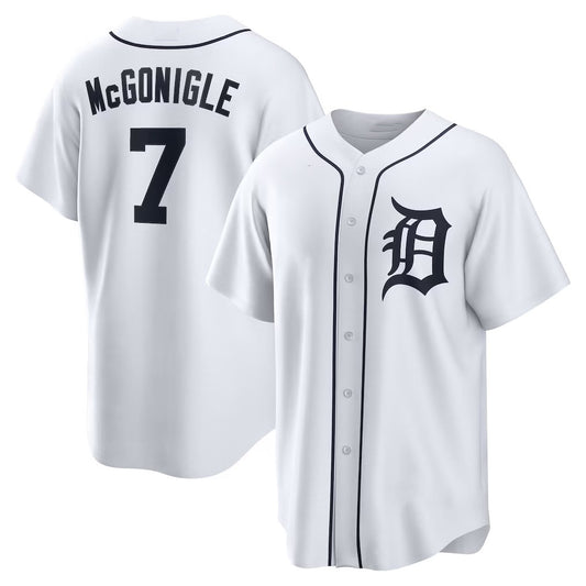 Detroit Tigers #7 Kevin McGonigle White Home Replica Stitched Baseball Jersey