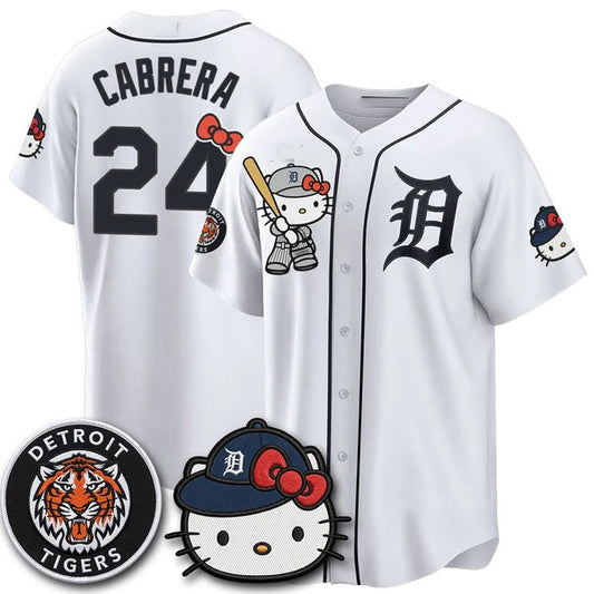 Detroit Tigers #24 Miguel Cabrera White Puhics Meow KT Edition Vapor Limited Stitched Jersey