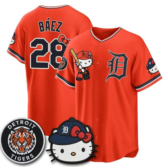 Detroit Tigers #28 Javier B¨¢ez Orange Puhics Meow KT Edition Vapor Limited Stitched Jersey