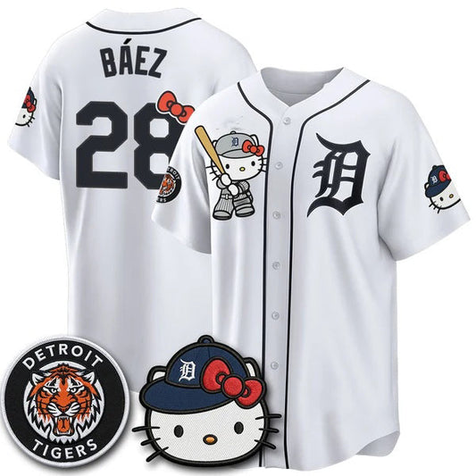 Detroit Tigers #28 Javier B¨¢ez White Puhics Meow KT Edition Vapor Limited Stitched Jersey